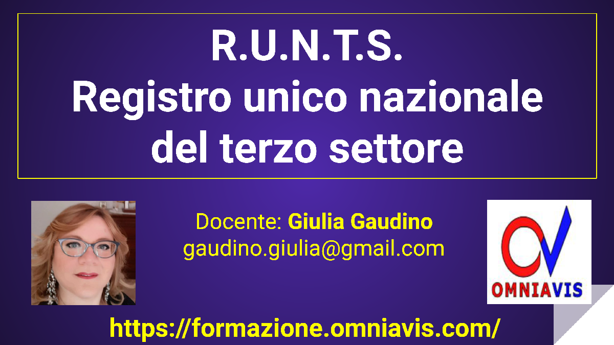 RUNTS (registro unico nazionale del terzo settore) (GAUDINO)