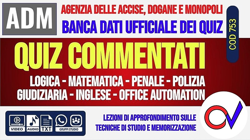 Lezioni di studio della banca dati QUIZ del concorso ADM (Agenzia Dogane)
