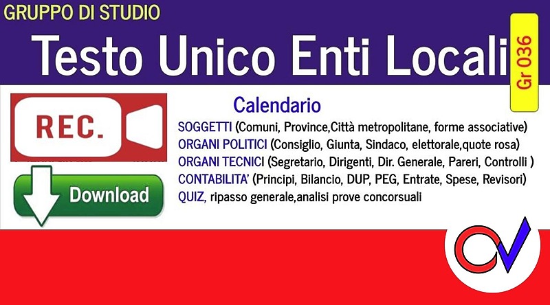 Gruppo di studio TESTO UNICO ENTI LOCALI (TUEL)
