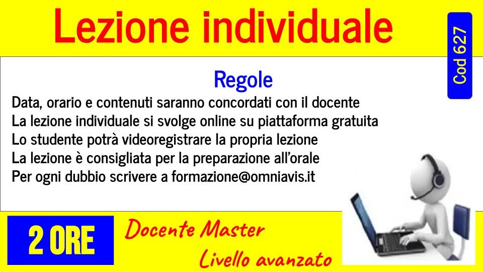 Lezione individuale (2 ore) - Docente Master/avanzato - in data/orario da concordare