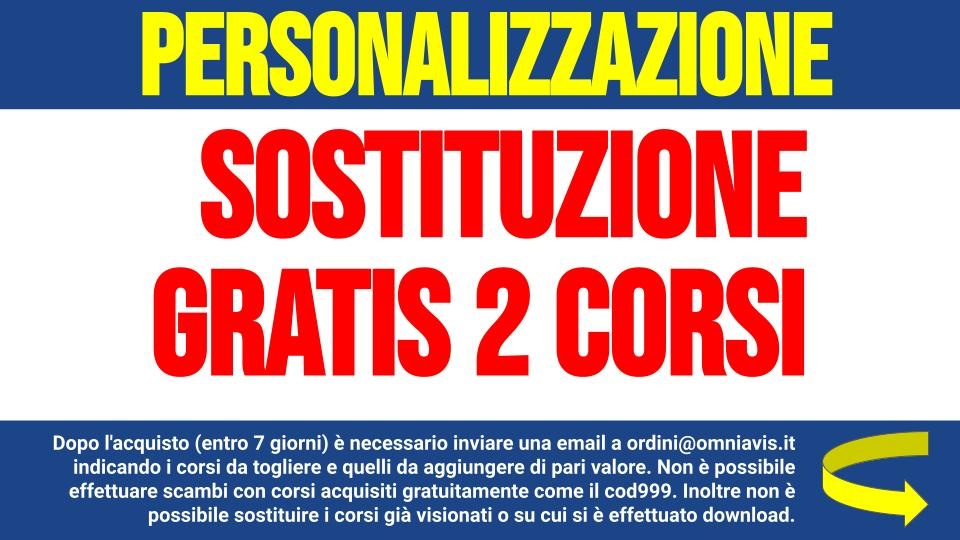 Sostituzione gratuita fino a 2 corsi (vedere condizioni in descrizione)