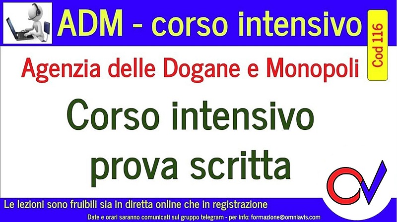 ADM (Agenzia Dogane Monopoli) - prova scritta - corso intensivo