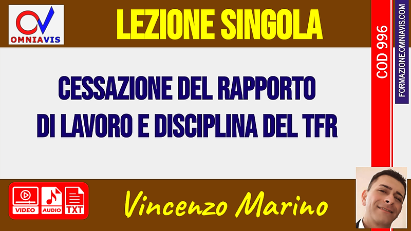 Cessazione del rapporto di lavoro e disciplina del TFR [2 ore formative] (MARINO)