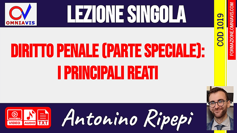 Diritto penale (parte speciale): i principali reati [2 ore formative] (RIPEPI)