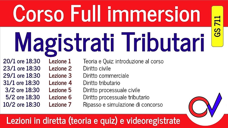 Corso intensivo (full immersion) “Magistrati tributari”