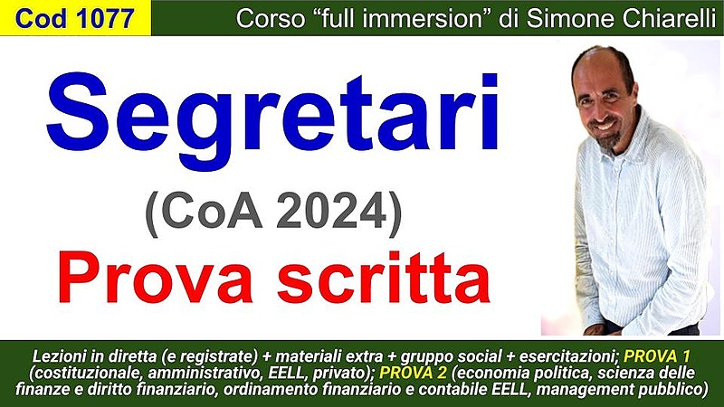 Segretari (Coa 2024): preparazione alla prova scritta (full immersion)