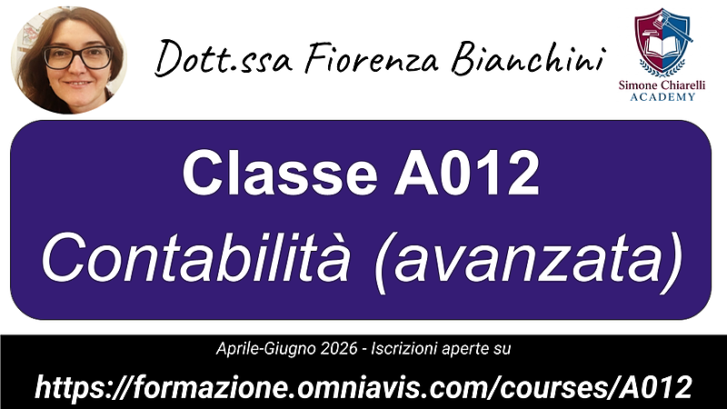 Contabilità avanzata [II trimestre 2026]