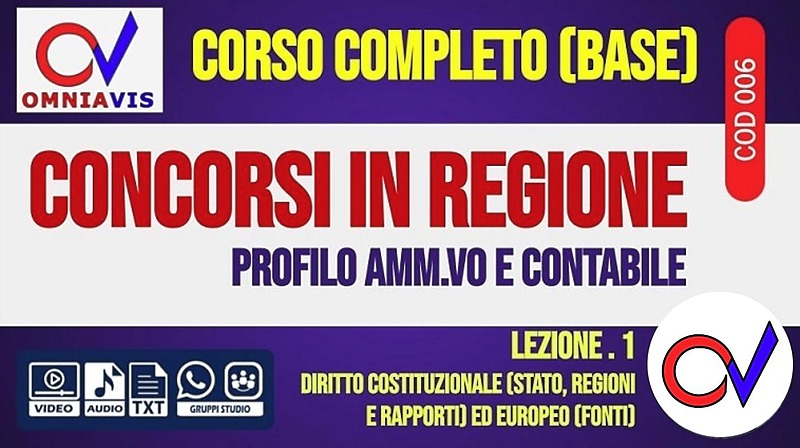 Regione - Diritto costituzionale ed europeo [2 ore formative] (CHIARELLI)