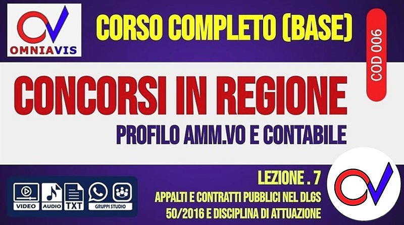 Regione - Appalti e contratti pubblici nel Dlgs 50/2016 e disciplina di attuazione [2 ore formative] (CHIARELLI)