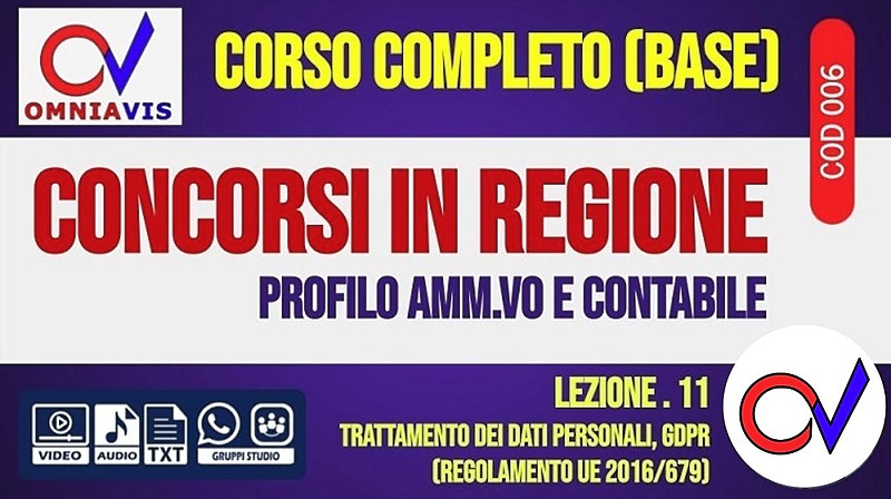 Regione - GDPR, privacy ed elementi di informatica giuridica [2 ore formative] (CHIARELLI)
