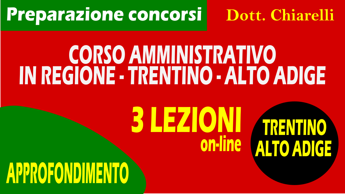 Corso per amministrativo (C/D) per concorsi nella Regione Trentino Alto Adige