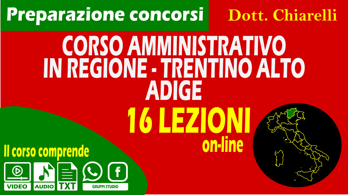 Corso concorsi per amministrativo in Trentino Alto Adige
