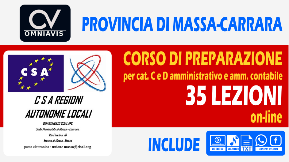 Provincia di Massa-Carrara: corso cat. C e D amministrativo e amm. contabile